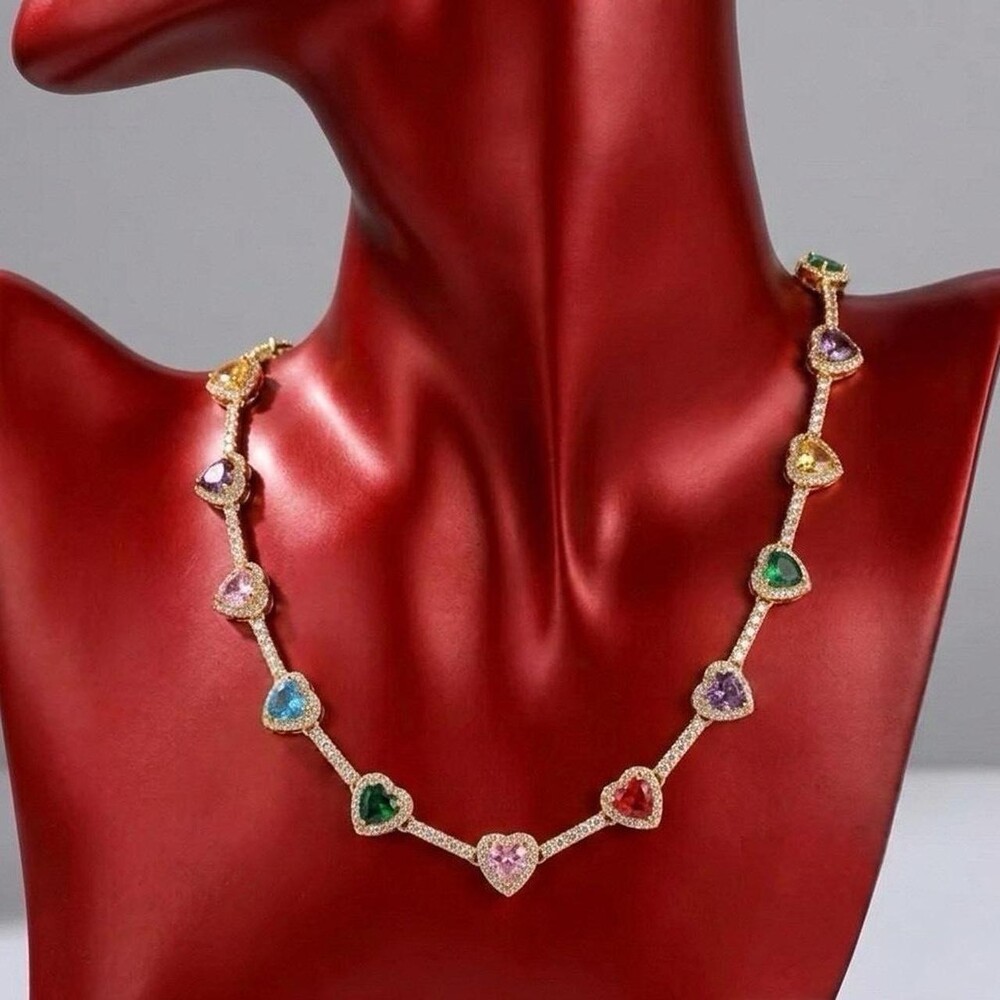 Icy Heart Necklacemulticoloured Heart Shaped Necklace 16inch